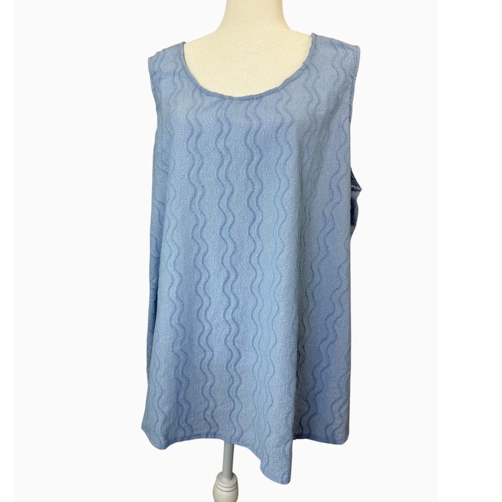 Andrée by Unit Women's 3X Light Blue Textured Sleeveless Tunic Top NWOT